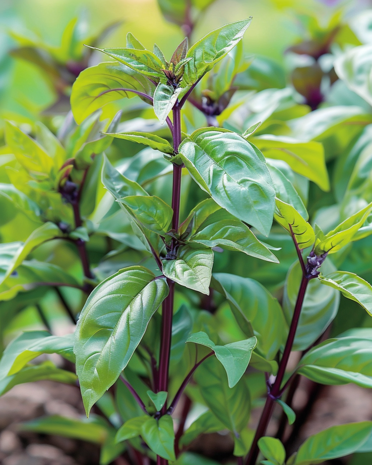 Manjericão doce Siam Queen (Ocimum basilicum) cultivado a partir de semente