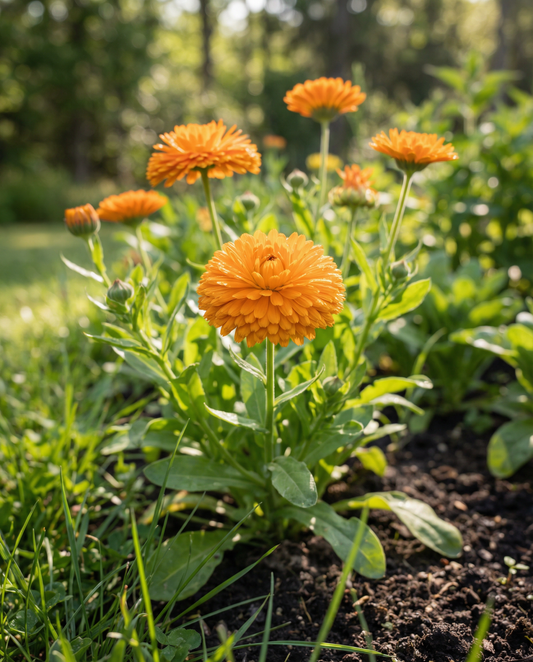 Calendula Balls Orange biológica (Calendula officinalis) – sementes de flor anual da SeedsChoice