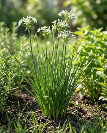 Cebolinho-alho (Allium tuberosum) – sementes biológicas de erva aromática perene da SeedsChoice