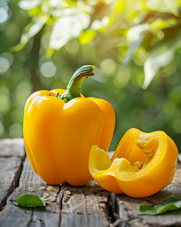 Sementes biológicas de pimento doce amarelo California Wonder (Capsicum annuum) – vegetal anual