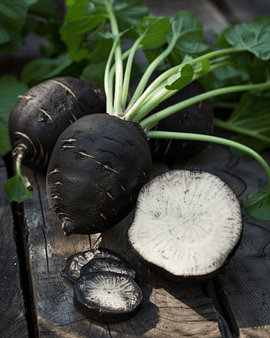 Sementes de Rabanete Preto Redondo de Inverno Espanhol Biológico Raphanus sativus Anual