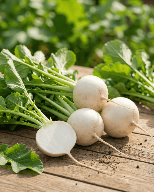 Nabo Garden Turnip Platte Witte Mei (Brassica rapa) – sementes biológicas de hortaliça anual da SeedsChoice