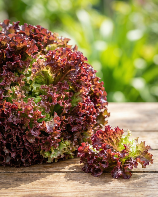 Sementes de alface frisada Lollo Rossa (Lactuca sativa) – sementes biológicas de vegetal anual da SeedsChoice