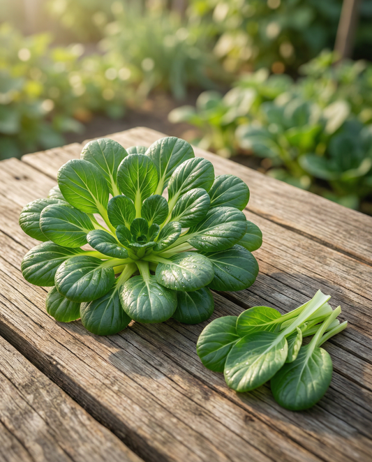 Tatsoi Pak Choi (Brassica rapa) – sementes biológicas de vegetal anual de SeedsChoice