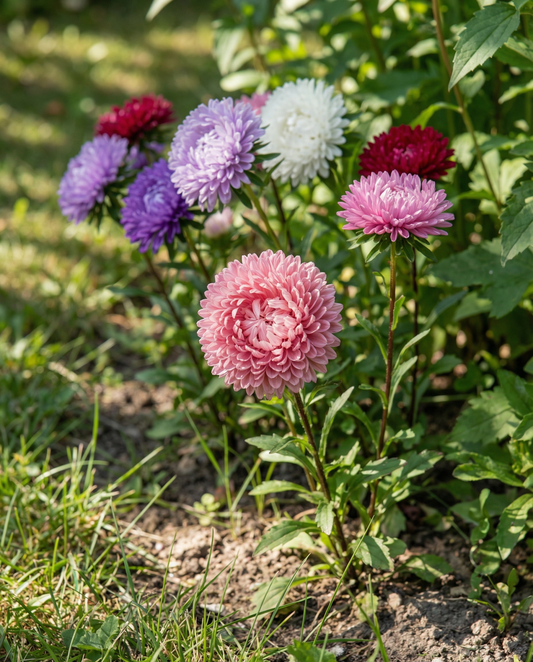 Áster Pompon Mixed (Callistephus chinensis) – sementes de mistura anual da SeedsChoice