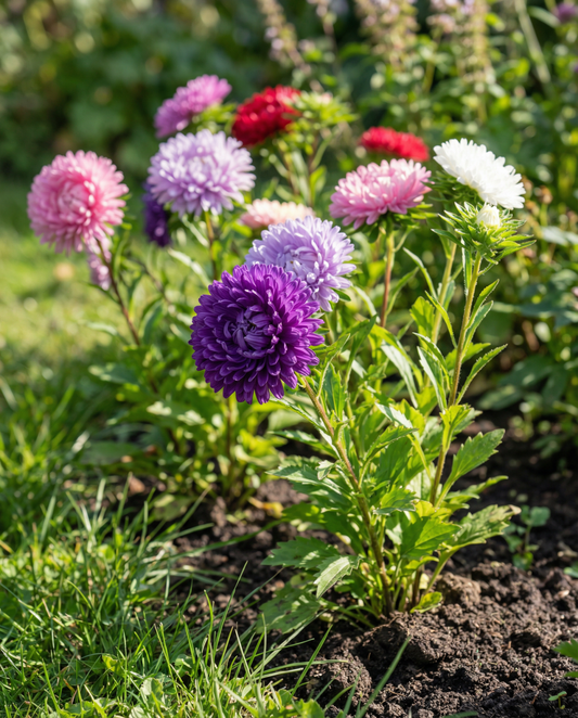 Sementes de Aster Queen Of The Market Mixed Colors (Callistephus chinensis) – mistura anual da SeedsChoice