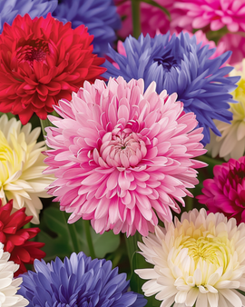 Sementes de Aster Queen Of The Market Callistephus chinensis – mistura de cores anuais