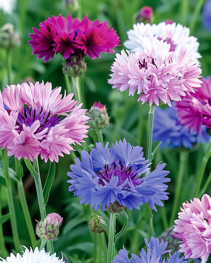 Sementes de centáurea Double Flowering Mix (Centaurea cyanus) – flor anual