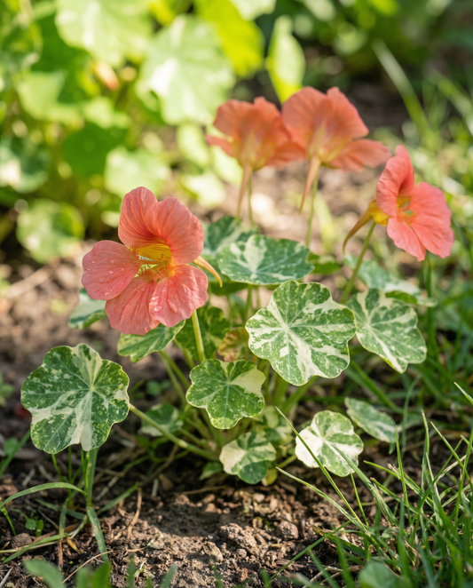Capuchinha Alaska Salmon (Tropaeolum majus) – sementes anuais da SeedsChoice