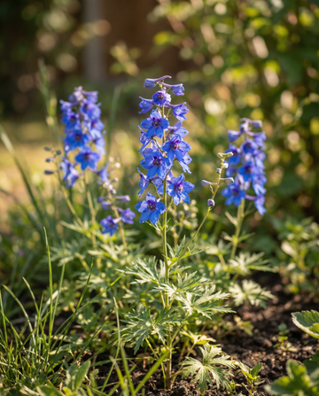Sementes de esporão-de-cavalheiro Dasante Blue (Delphinium belladonna) – bienal