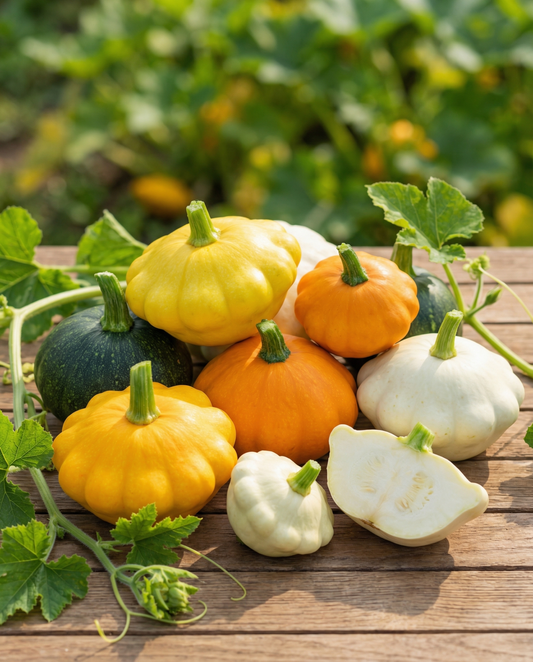 Sementes de abóbora patisson Colour Mix (Cucurbita pepo) – sementes de legume anual da SeedsChoice
