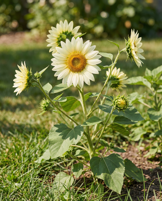 Girassol White Sun F1 Petals (Helianthus annuus) – sementes de flor anual da SeedsChoice