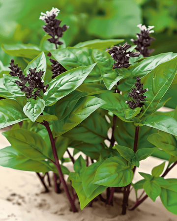 Sementes de manjericão tailandês (Ocimum basilicum) – erva anual