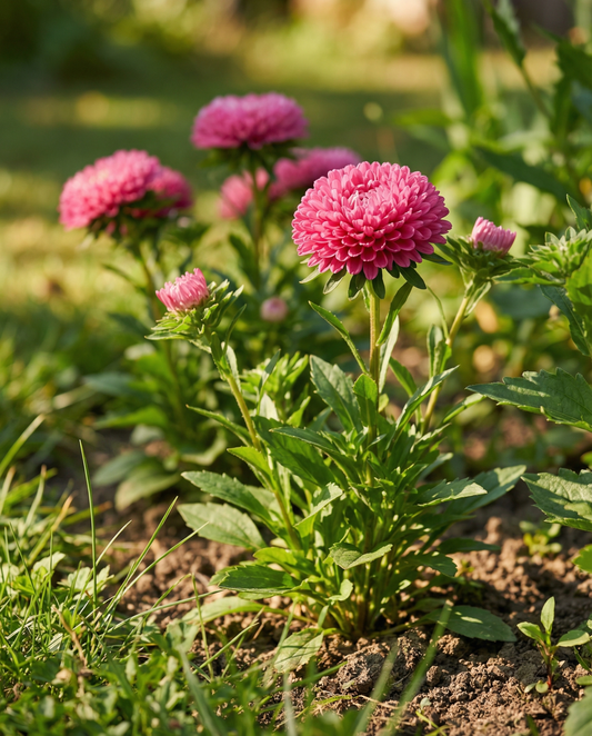 Ástere de Verão Bambina Carmine (Callistephus chinensis) – sementes anuais da SeedsChoice