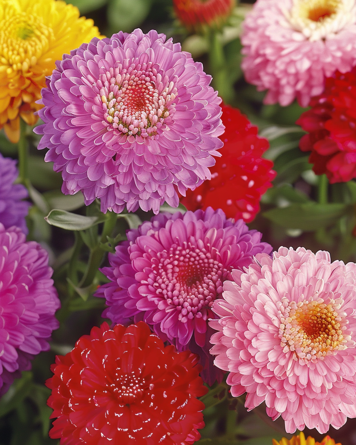 Sementes de Áster Pompon Mixed (Callistephus chinensis) – mistura anual