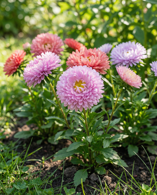 Áster Powderpuffs Mixed (Callistephus chinensis) – sementes de mistura anual da SeedsChoice