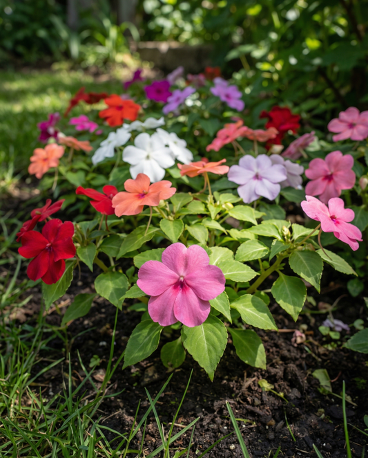 Alegría Baby Mixed para jardín en sombra (Impatiens walleriana) – semillas de flor anual de SeedsChoice