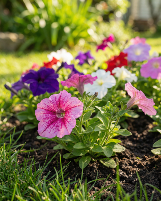 Petunia enana compacta mezclada (Petunia hybrida) – semillas de flor anual de SeedsChoice