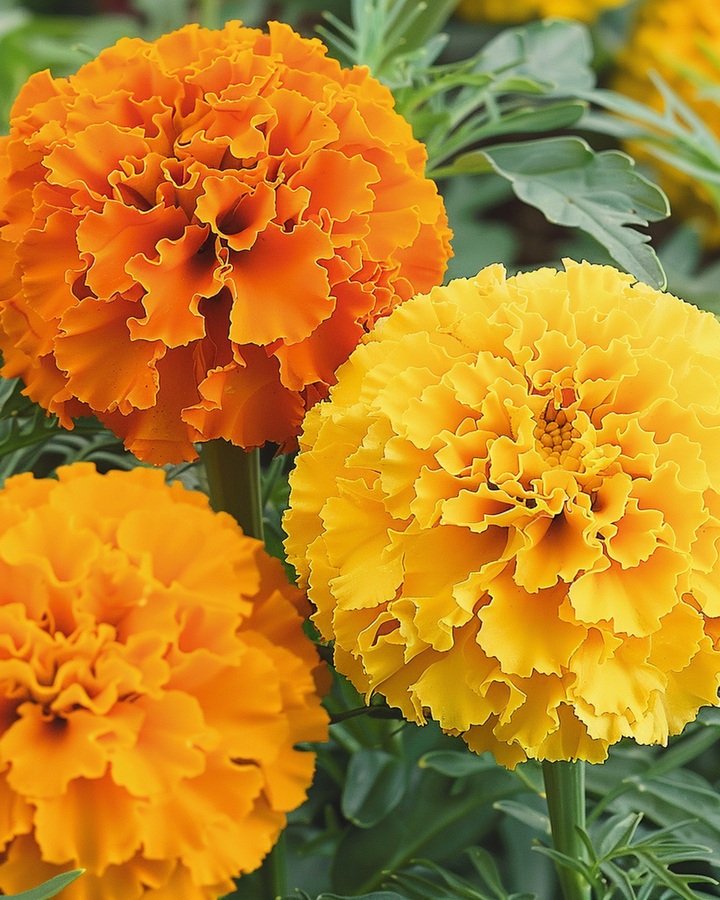 Sementes de cravo-de-defunto Sunset Giants Mix (Tagetes erecta) – flor anual