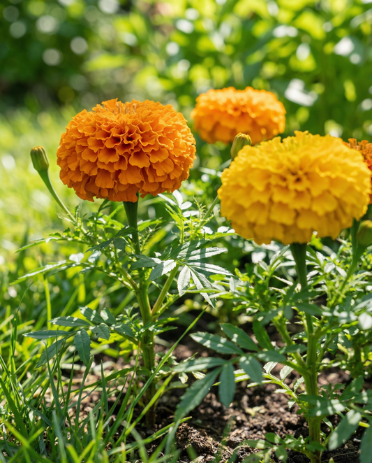 Cravo-de-defunto Sunset Giants Mix (Tagetes erecta) – sementes de flor anual da SeedsChoice