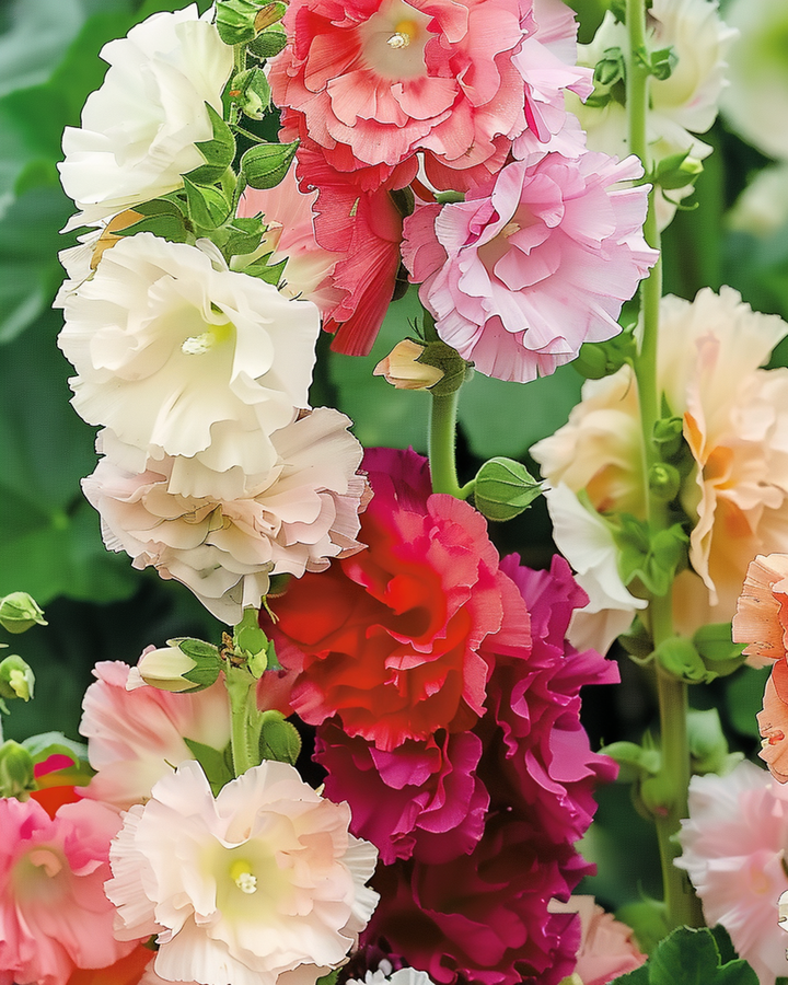 Sementes de malva-real Chater Double Mixed (Alcea rosea) – mistura bienal
