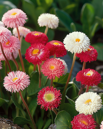 Sementes de margarida mista Pomponette (Bellis perennis) – flor bienal