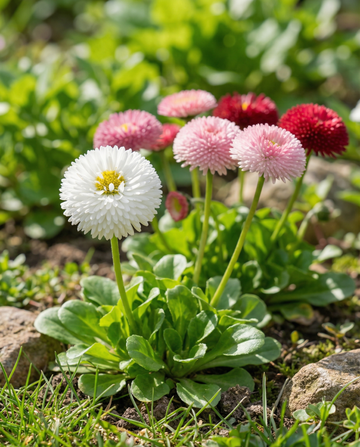 Margarida mista Pomponette (Bellis perennis) – sementes de flor bienal da SeedsChoice