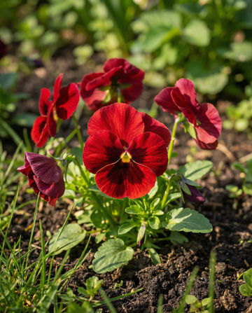 Pansy Red Wing (Viola wittrockiana) – biennial flower seeds from SeedsChoice