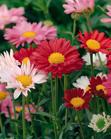 Sementes de Pyrethrum Robinsons Giants (Tanacetum coccineum) – mistura perene