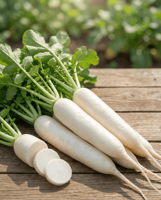 Rabanete White Icicle (Raphanus sativus) – sementes de legume anual da SeedsChoice