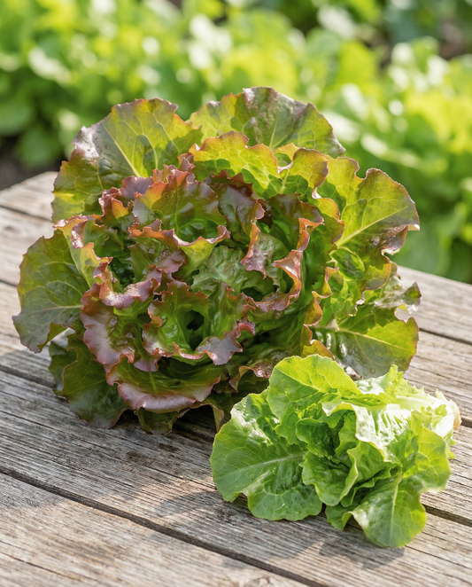 Alface de folha Amerikaanse Roodrand (Lactuca sativa) – sementes de hortaliça anual da SeedsChoice