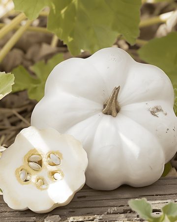 Sementes de abóbora patisson Custard White (Cucurbita pepo) – legume anual