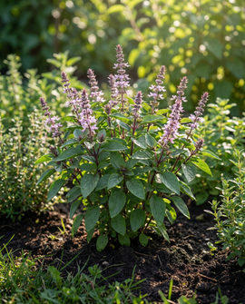 Sementes de manjericão-canela Ocimum basilicum erva aromática anual biológica