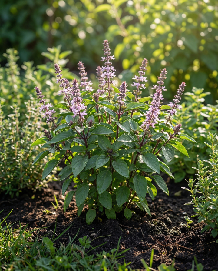Sementes de Manjericão-canela (Ocimum basilicum) – erva anual biológica