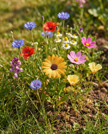 Mistura de Flores Silvestres de Beira de Estrada 100 M2 Para Locais Soalheiros – sementes de flores anuais de SeedsChoice